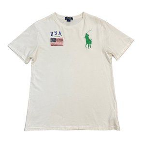 Polo Ralph Lauren Big Pony American Flag Patch T-Shirt White Size XL